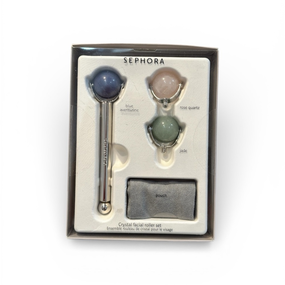 Sephora Crystal Facial Roller Set – Rose Quartz, Jade & Blue Aventurine